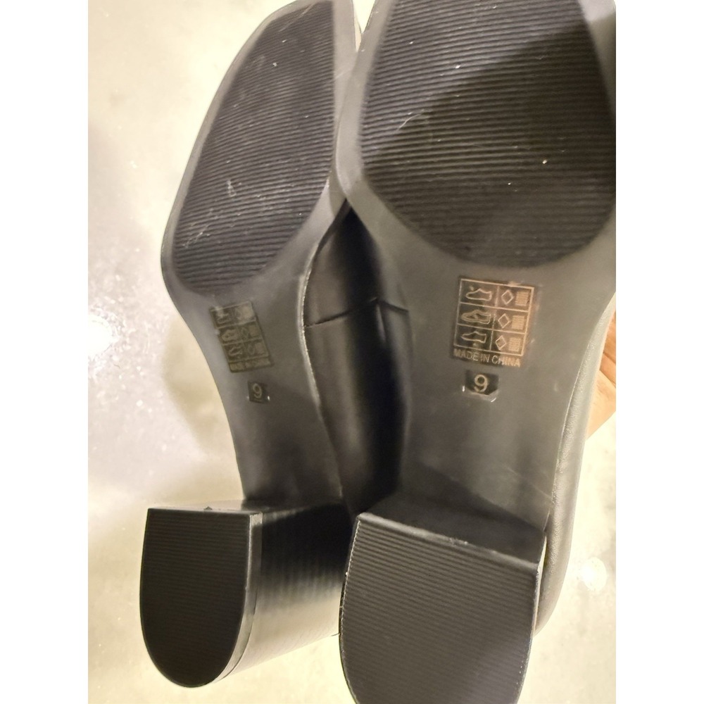 Journee Collection Loafer Pump Womens 9 Black Square Toe Block Heel Bow Detail - Picture 6 of 7